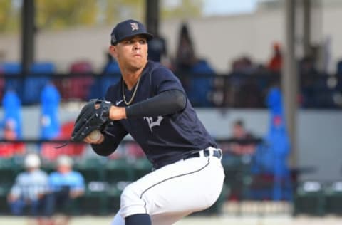 LAKELAND, FL – Franklin Perez of the Detroit Tigers pitches. (Photo by Mark Cunningham/MLB Photos via Getty Images)