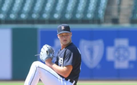 DETROIT, MI – JULY 03: Matt Manning of the Detroit Tigers pitches during the Detroit Tigers Summer Workouts. (Photo by Mark Cunningham/MLB Photos via Getty Images)