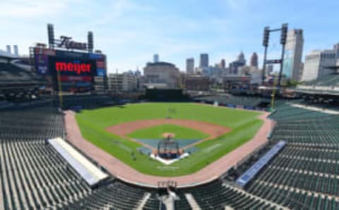 DETROIT, MI – JULY 05: A general view of Comerica Park while players practice during the Detroit Tigers Summer Workouts at Comerica Park on July 5, 2020 in Detroit, Michigan. (Photo by Mark Cunningham/MLB Photos via Getty Images)