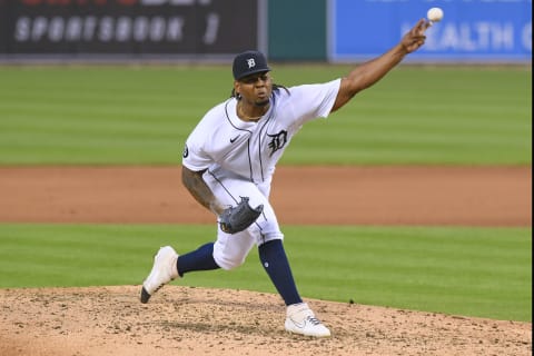 Gregory Soto of the Detroit Tigers pitches during the game against the Cincinnati Reds at Comerica Park on July 31, 2020 in Detroit, Michigan. The Tigers defeated the Reds 7-2. (Photo by Mark Cunningham/MLB Photos via Getty Images)