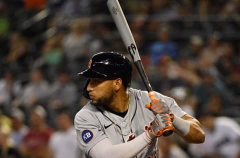 PHOENIX, ARIZONA – JUNE 24: Victor Reyes #22 of the Detroit Tigers gets ready in the batters box against the Arizona Diamondbacks at Chase Field on June 24, 2022 in Phoenix, Arizona. (Photo by Norm Hall/Getty Images)