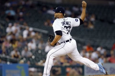 DETROIT, MI – JULY 5: Joe Jimenez #77 of the Detroit Tigers pitches against the Cleveland Guardians at Comerica Park on July 5, 2022, in Detroit, Michigan. (Photo by Duane Burleson/Getty Images)