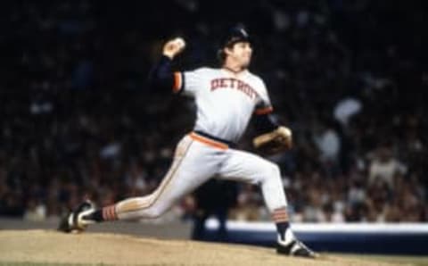 NEW YORK – CIRCA 1979: Mark Fidrych #20 of the Detroit Tigers pitches against the New York Yankees during an Major League Baseball game circa 1979 at Yankee Stadium the Bronx borough of New York City. Fidrych played for the Tigers from 1976-80. (Photo by Focus on Sport/Getty Images)