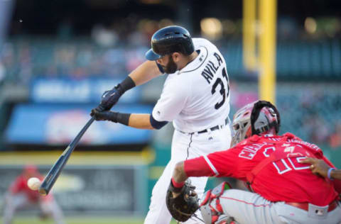 DETROIT, MI – JUNE 07: Alex Avila #31 of the Detroit Tigers hits a single in the first inning during a MLB game against the Los Angeles Angels at Comerica Park on June 7, 2017 in Detroit, Michigan. (Photo by Dave Reginek/Getty Images)