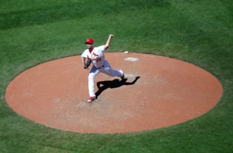 ST. LOUIS, MO – JUNE 13: Tyler Lyons #70 of the St. Louis Cardinals pitches during the seventh inning against the Milwaukee Brewers at Busch Stadium on June 13, 2017 in St. Louis, Missouri. (Photo by Scott Kane/Getty Images)