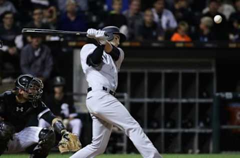 CHICAGO, IL – JUNE 27: Tyler Wade #39 of the New York Yankees bats against the Chicago White Sox at Guaranteed Rate Field on June 27, 2017 in Chicago, Illinois. The White Sox defeated the Yankees 4-3. (Photo by Jonathan Daniel/Getty Images)