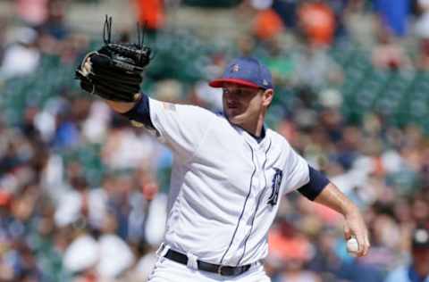 DETROIT, MI – JULY 4: Justin Wilson #38 of the Detroit Tigers pitches against the San Francisco Giants during the ninth inning at Comerica Park on July 4, 2017 in Detroit, Michigan. Wilson recorded his ninth save in the Tigers 5-3 win. (Photo by Duane Burleson/Getty Images)