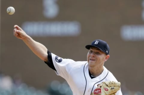 DETROIT, MI – SEPTEMBER 4: Artie Lewicki #57 of the Detroit Tigers pitches against the Kansas City Royals during the third inning at Comerica Park on September 4, 2017 in Detroit, Michigan. (Photo by Duane Burleson/Getty Images)