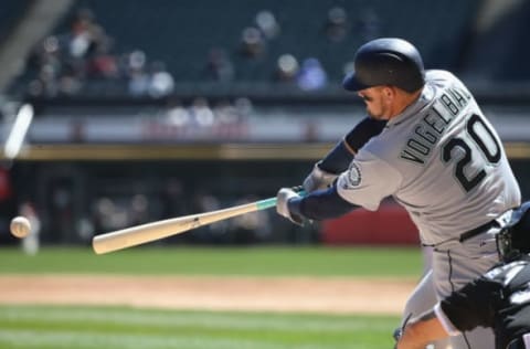 CHICAGO, IL – APRIL 25: Daniel Vogelbach #20 of the Seattle Mariners bats against the Chicago White Sox at Guaranteed Rate Field on April 25, 2018 in Chicago, Illinois. The Mariners defeated the Whtie Sox 4-3. (Photo by Jonathan Daniel/Getty Images)