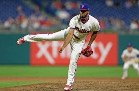 PHILADELPHIA, PA – JUNE 12: Seranthony Dominguez #58 of the Philadelphia Phillies throws a pitch in the ninth inning during a game against the Colorado Rockies at Citizens Bank Park on June 12, 2018 in Philadelphia, Pennsylvania. The Phillies won 5-4. (Photo by Hunter Martin/Getty Images)