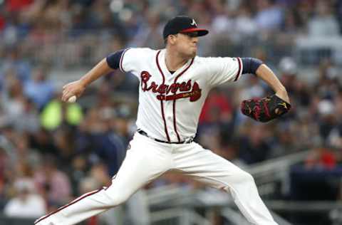 ATLANTA, GA – JUNE 16: Pitcher Dan Winkler #58 of the Atlanta Braves throws a pitch in the seventh inning during the game against the San Diego Padres at SunTrust Park on June 16, 2018 in Atlanta, Georgia. (Photo by Mike Zarrilli/Getty Images)