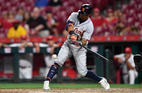 CINCINNATI, OH – JUNE 19: Leonys Martin #12 of the Detroit Tigers hits a two-run double in the ninth inning against the Cincinnati Reds at Great American Ball Park on June 19, 2018 in Cincinnati, Ohio. Cincinnati defeated Detroit 9-5. (Photo by Jamie Sabau/Getty Images)