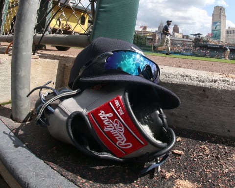 DETROIT, MI – JUNE 28: A Detroit Tigers hat, glasses and glove sit on the dugout stairs during a MLB game against the Chicago White Sox at Comerica Park on June 28, 2015 in Detroit, Michigan. The Tigers win on a walk off home run 5-4. (Photo by Dave Reginek/Getty Images)