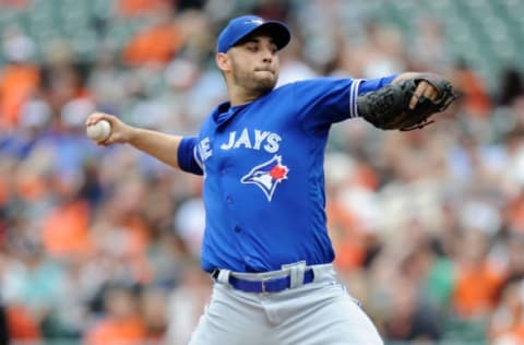 BALTIMORE, MD – MAY 21: Marco Estrada #25 of the Toronto Blue Jays pitches in the second inning against the Baltimore Orioles at Oriole Park at Camden Yards on May 21, 2017 in Baltimore, Maryland. (Photo by Greg Fiume/Getty Images)