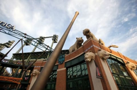 DETROIT, MI – OCTOBER 17: A detail of a Tiger statue sculpture on the tadium prior to the Detroit Tigers hosting the New York Yankees during game four of the American League Championship Series at Comerica Park on October 17, 2012 in Detroit, Michigan. (Photo by Jonathan Daniel/Getty Images)