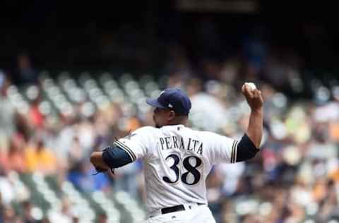 MILWAUKEE, WI – JUNE 08: Wily Peralta #38 of the Milwaukee Brewers throws a pitch during the sixth inning of a game against the San Francisco Giants at Miller Park on June 8, 2017 in Milwaukee, Wisconsin. (Photo by Stacy Revere/Getty Images)