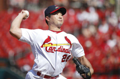 ST LOUIS, MO – JUNE 11: Seung-Hwan Oh #26 of the St. Louis Cardinals pitches in the ninth inning of a game against the Philadelphia Phillies at Busch Stadium on June 11, 2017 in St. Louis, Missouri. The Cardinals defeated the Phillies 6-5. (Photo by Joe Robbins/Getty Images)