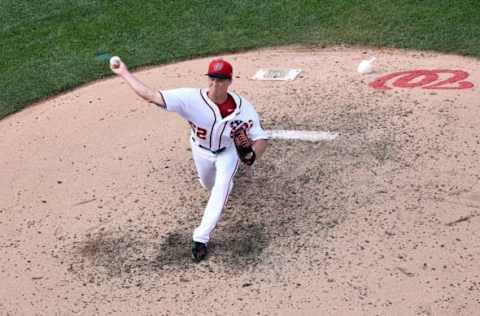 WASHINGTON, DC – JUNE 14: Trevor Gott #62 of the Washington Nationals pitches in the sixth inning against the Atlanta Braves at Nationals Park on June 14, 2017 in Washington, DC. Atlanta won the game 13-2. (Photo by Greg Fiume/Getty Images)