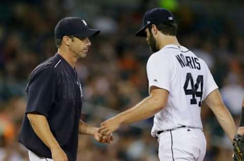 DETROIT, MI – SEPTEMBER 22: Manager Brad Ausmus #7 of the Detroit Tigers pulls pitcher Daniel Norris #44 of the Detroit Tigers during the fifth inning of a game against the Minnesota Twins at Comerica Park on September 22, 2017 in Detroit, Michigan. (Photo by Duane Burleson/Getty Images)