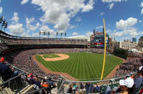 DETROIT, MI – JUNE 28: A wide view of Comerica Park during a MLB game between the Detroit Tigers and the Chicago White Sox on June 28, 2015 in Detroit, Michigan. The Tigers win on a walk off home run 5-4. (Photo by Dave Reginek/Getty Images)