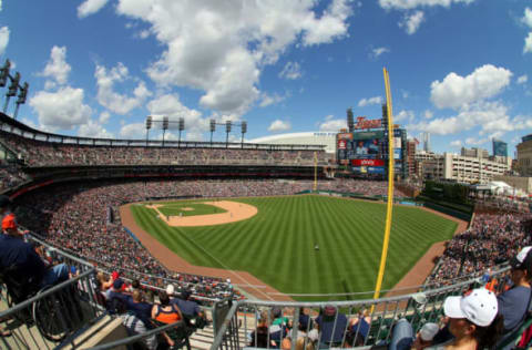 DETROIT, MI – JUNE 28: A wide view of Comerica Park during a MLB game between the Detroit Tigers and the Chicago White Sox on June 28, 2015 in Detroit, Michigan. The Tigers win on a walk off home run 5-4. (Photo by Dave Reginek/Getty Images)