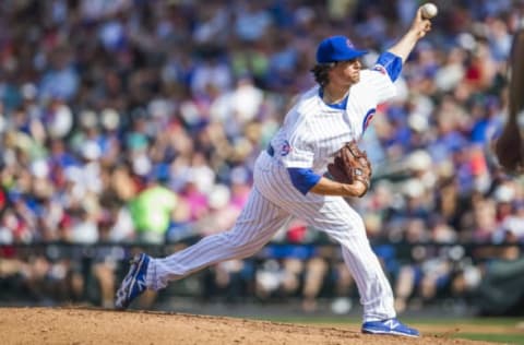 MESA, AZ – MARCH 4: Edgar Olmos #62 of the Chicago Cubs pitches during a spring training game against the Los Angeles Angels at Sloan Park on March 4, 2016 in Mesa, Arizona. (Photo by Rob Tringali/Getty Images)