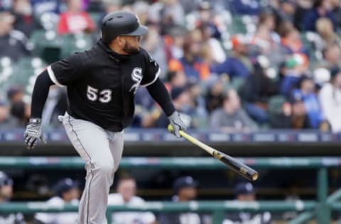 DETROIT, MI – APRIL 29: Melky Cabrera #53 of the Chicago White Sox watches his solo home run that breaks a 4-4 tie during the 10th inning of a game against the Detroit Tigers at Comerica Park on April 29, 2017 in Detroit, Michigan. (Photo by Duane Burleson/Getty Images)