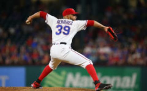 ARLINGTON, TX – JUNE 07: Dario Alvarez #39 of the Texas Rangers throws in the eight inning against the New York Mets at Globe Life Park in Arlington on June 7, 2017 in Arlington, Texas. (Photo by Rick Yeatts/Getty Images)