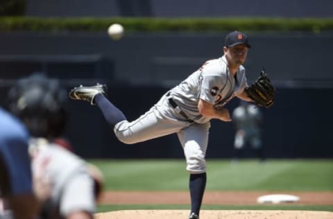 SAN DIEGO, CA – JUNE 25: Jordan Zimmermann #27 of the Detroit Tigers pitches during the first inning of a baseball game against the San Diego Padres at PETCO Park on June 25, 2017 in San Diego, California. (Photo by Denis Poroy/Getty Images)