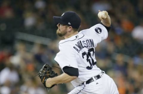 DETROIT, MI – SEPTEMBER 22: Alex Wilson #30 of the Detroit Tigers pitches against the Minnesota Twins during the eighth inning at Comerica Park on September 22, 2017 in Detroit, Michigan. (Photo by Duane Burleson/Getty Images)