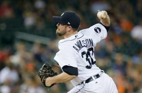 DETROIT, MI – SEPTEMBER 22: Alex Wilson #30 of the Detroit Tigers pitches against the Minnesota Twins during the eighth inning at Comerica Park on September 22, 2017 in Detroit, Michigan. (Photo by Duane Burleson/Getty Images)