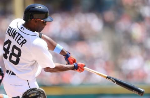 DETROIT, MI – JUNE 15: Torii Hunter #48 of the Detroit Tigers bats during the fifth inning of the game against the Minnesota Twins at Comerica Park on June 15, 2014 in Detroit, Michigan. The Tigers defeated the Twins 4-3. (Photo by Leon Halip/Getty Images)