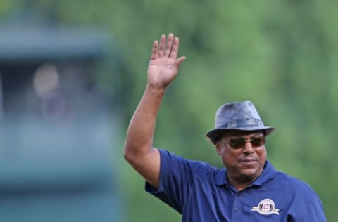 DETROIT, MI – JUNE 30: Former Detroit Tigers player Lou Whitaker speaks to the fans during the celebration of the 30th Anniversary of the 1984 World Series Championship team prior to the game against the Oakland Athletics at Comerica Park on June 30, 2014 in Detroit, Michigan. The Tigers defeated the Athletics 5-4. (Photo by Leon Halip/Getty Images)