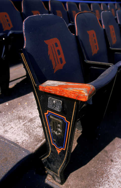 27 Sep 1999: A close-up view of a seat in the stadium taken during the last game played at the Tiger Stadium against the Kansas City Royals in Detroit, Michigan. The Tigers defeated the Royals 8-2. Mandatory Credit: Ezra O. Shaw /Allsport