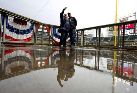 MINNEAPOLIS, MN – OCTOBER 1: Minnesota Twins fans take a selfie before the start of the last baseball game of the regular season between the Minnesota Twins and the Detroit Tigers on October 1, 2017 at Target Field in Minneapolis, Minnesota. (Photo by Andy King/Getty Images)