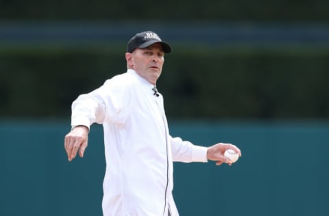 DETROIT, MI – APRIL 8: Former Detroit Tigers player Kirk Gibson throws out the first pitch prior to the start of the Opening Day Game against the New York Yankees during the game on April 8, 2016 at Comerica Park, Detroit, Michigan. (Photo by Leon Halip/Getty Images)