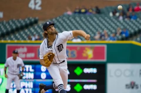 DETROIT, MI – JUNE 06: Starting pitcher Daniel Norris #44 of the Detroit Tigers throws in the first inning during a MLB game against the Los Angeles Angels at Comerica Park on June 6, 2017 in Detroit, Michigan. (Photo by Dave Reginek/Getty Images)