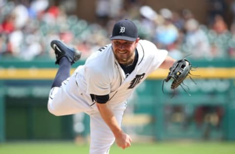 DETROIT, MI – AUGUST 18: Alex Wilson #30 of the Detroit Tigers pitches in the seventh inning of the game against the Boston Red Sox on August 18, 2016 at Comerica Park in Detroit, Michigan. (Photo by Leon Halip/Getty Images)