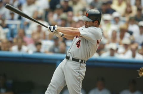 NEW YORK – JULY 18: Outfielder Bobby Higginson #4 of the Detroit Tigers at bat during the game against the New York Yankees on July 18, 2002 at Yankee Stadium in the Bronx, New York. TheYankees won 5-3. (Photo by Al Bello/Getty Images)