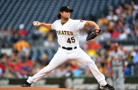 PITTSBURGH, PA – JULY 14: Gerrit Cole #45 of the Pittsburgh Pirates pitches during the first inning against the St. Louis Cardinals at PNC Park on July 14, 2017 in Pittsburgh, Pennsylvania. (Photo by Joe Sargent/Getty Images)