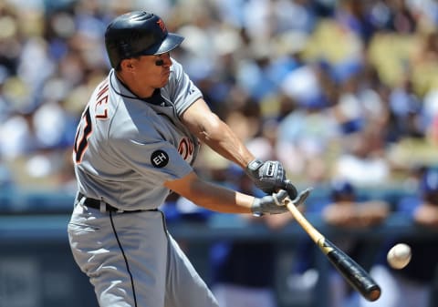 Magglio Ordonez bats against the Los Angeles Dodgers at Dodger Stadium on May 23, 2010. (Photo by Lisa Blumenfeld/Getty Images)