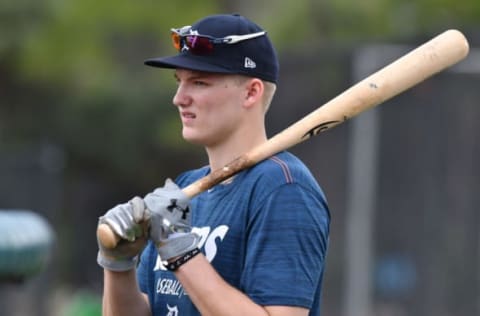 LAKELAND, FL – Detroit Tigers prospect Parker Meadows looks on during Spring Training batting practice. (Photo by Mark Cunningham/MLB Photos via Getty Images)