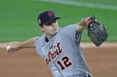 CHICAGO, ILLINOIS – Starting pitcher Casey Mize delivers the ball. (Photo by Jonathan Daniel/Getty Images)