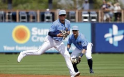 PORT CHARLOTTE, FL – FEBRUARY 26: Willy Adames #1 of the Tampa Bay Rays fields the ball during a Grapefruit League spring training game against the Minnesota Twins at Charlotte Sports Park on February 26, 2020 in Port Charlotte, Florida. The Twins defeated the Rays 10-8. (Photo by Joe Robbins/Getty Images)