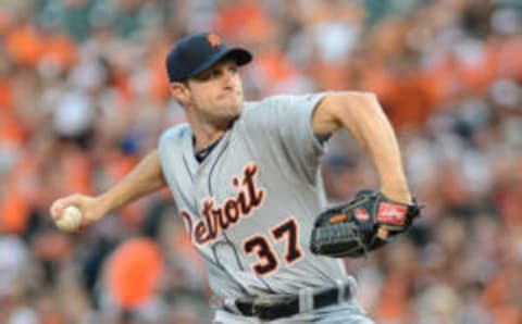 BALTIMORE, MD – OCTOBER 02: Max Scherzer #37 of the Detroit Tigers pitches during Game One of the American League Division Series against the Baltimore Orioles at Oriole Park at Camden Yards on October 2, 2014 in Baltimore, Maryland. The Orioles defeated the Tigers 12-3. (Photo by Mark Cunningham/MLB Photos via Getty Images)