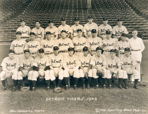 Rudy York, fourth from the left in the middle row. (Sports Studio Photos/Getty Images)