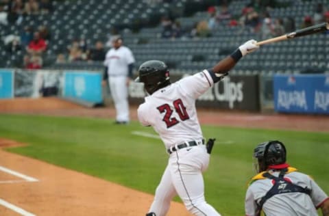 Toledo Mud Hens outfielder Christin Stewart bats against the Nashville Sounds on Tuesday, May 4, 2021 in Toledo, Ohio.Toledo Mud Hens