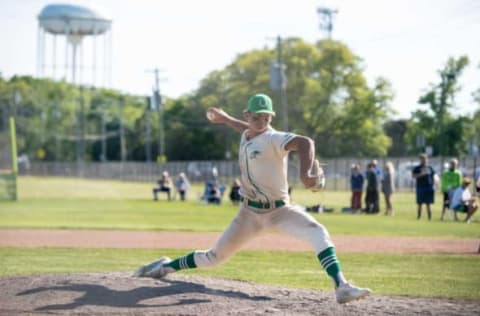 Mainland’s Chase Petty pitches against Cherokee.