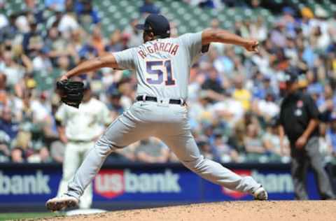 Rony Garcia delivers a pitch in the fourth inning. Michael McLoone-USA TODAY Sports