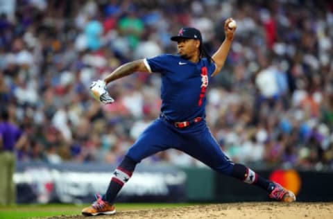 Jul 13, 2021; Denver, Colorado, USA; American League pitcher Gregory Soto of the Detroit Tigers (65) throws against the National League during the fifth inning of the 2021 MLB All Star Game at Coors Field. Mandatory Credit: Mark J. Rebilas-USA TODAY Sports